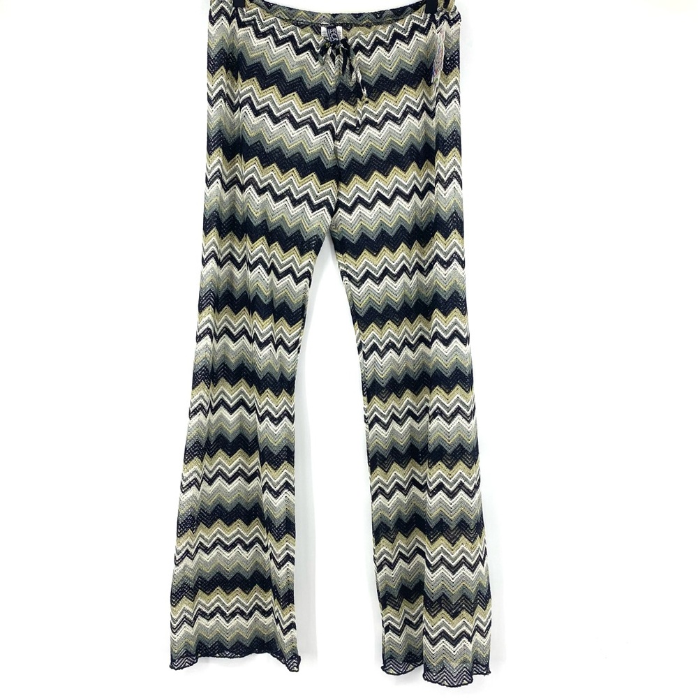 BECCA Zigzag Knit Swim Coverup Pants in Navy, Olive & Cream